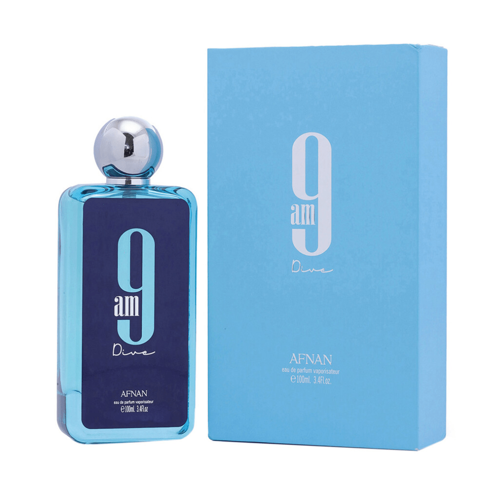 9AM Dive by Afnan, 3.4 oz EDP Spray for Unisex - Unik Glow