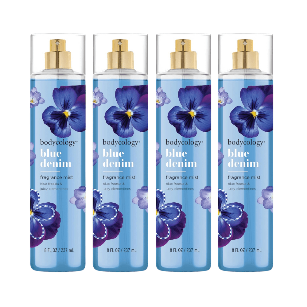 Blue Denim by Bodycology, 4 Pack 8 oz Fragrance Mist for Women - Unik Glow