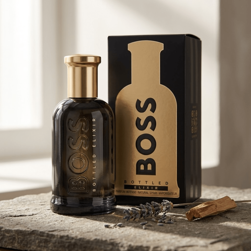 Boss Bottled Elixer by Hugo Boss, 3.4 oz Parfum Intense Spray for Men - Unik Glow