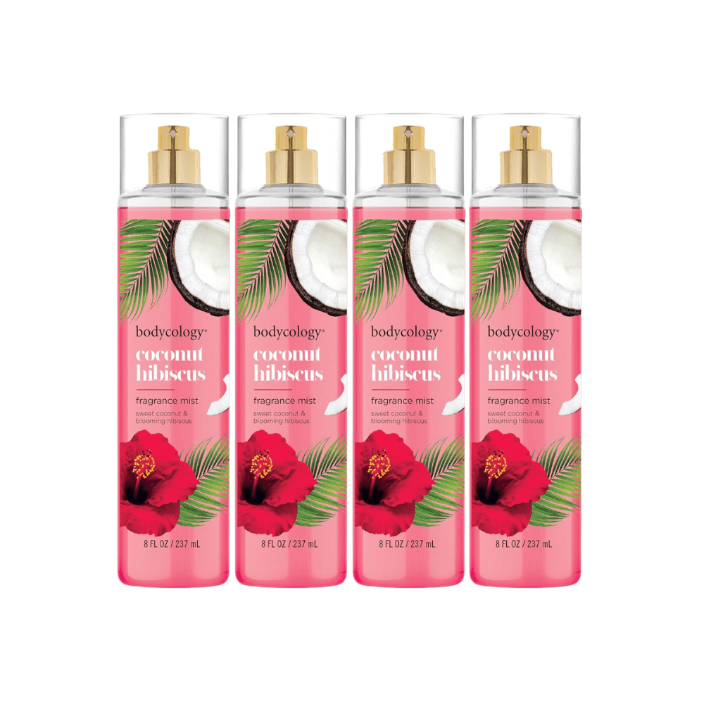 Coconut Hibiscus by Bodycology, 4 Pack 8 oz Fragrance Mist for Women - Unik Glow
