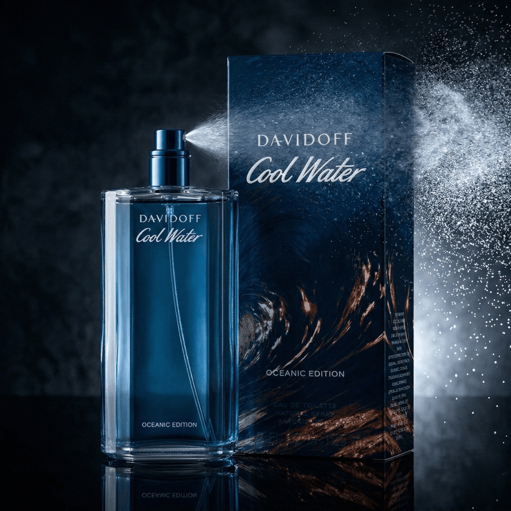 Cool Water Oceanic Edition by Davidoff, 4.2 oz EDT Spray for Men - Unik Glow