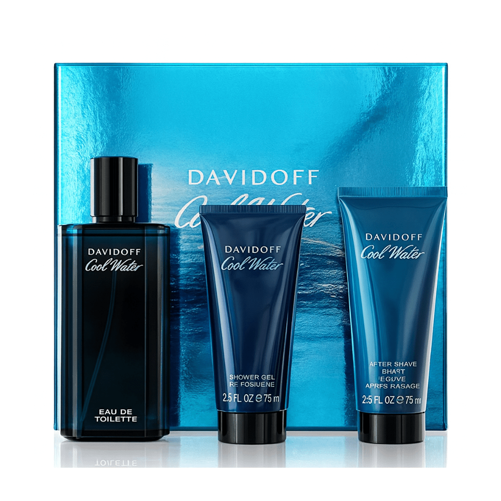 Cool Water by Davidoff, 3 Piece Gift Set for Men - Unik Glow