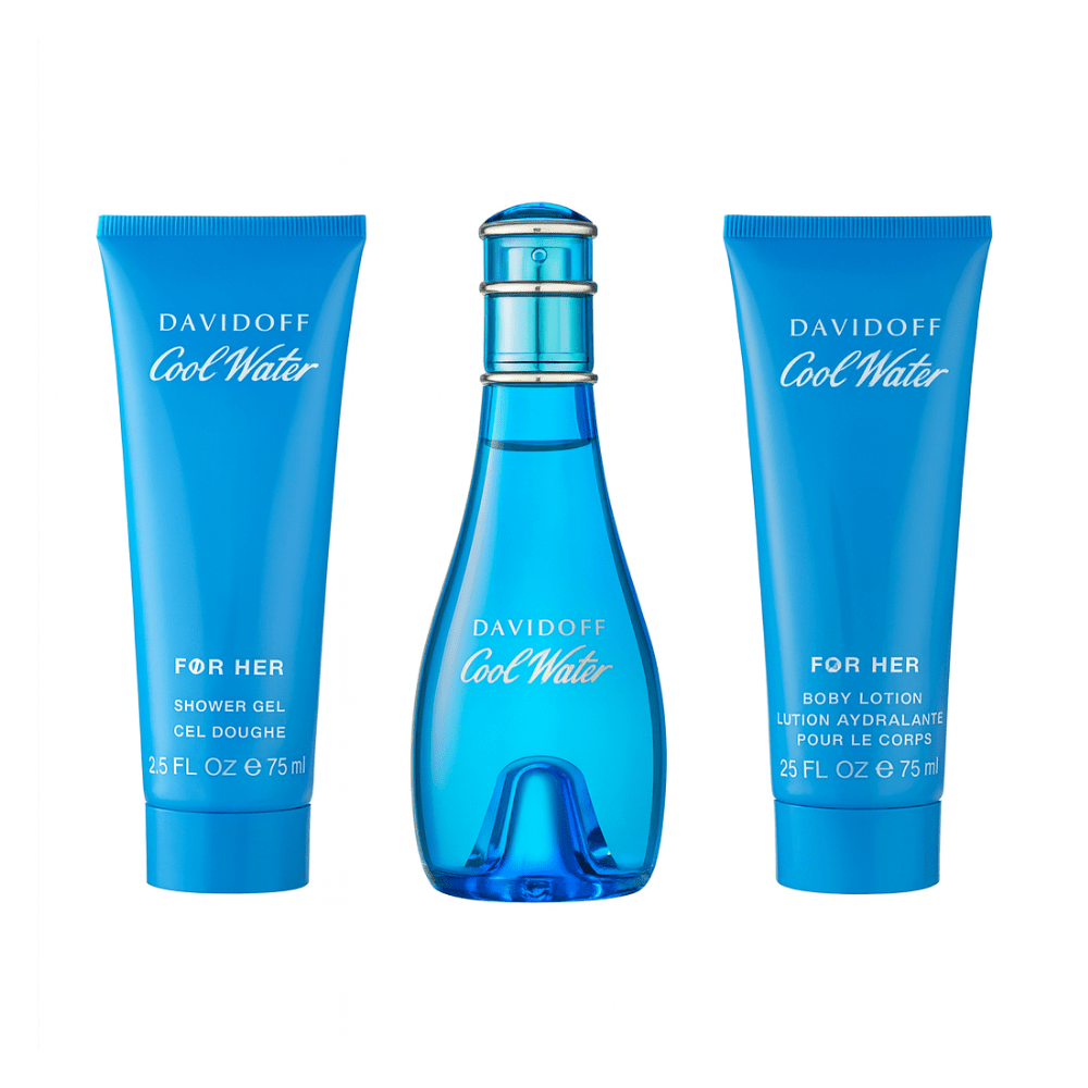 Cool Water by Davidoff, 3 Piece Gift Set for Women - Unik Glow