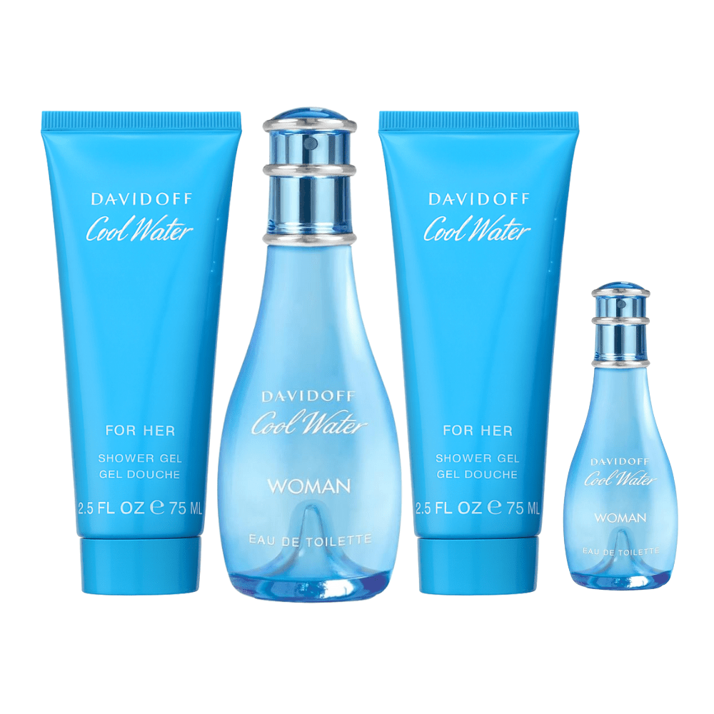 Cool Water by Davidoff, 4 Piece Gift Set for Women - Unik Glow