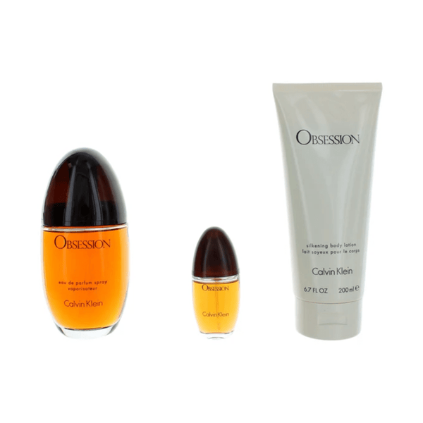 Obsession by Calvin Klein, 3 Piece Gift Set with 3.3 oz for Women - Unik Glow