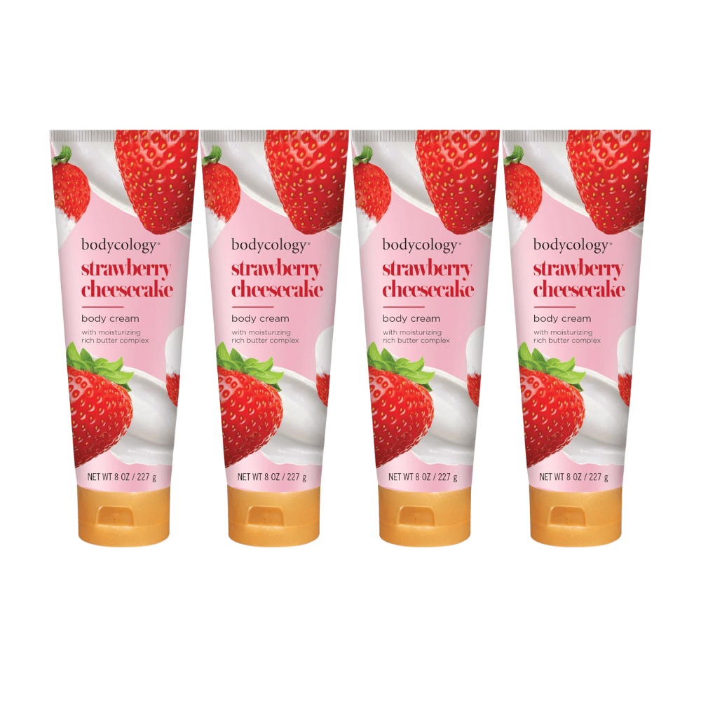 Strawberry Cheesecake by Bodycology, 4 Pack 8oz Moisturizing Body Cream women - Unik Glow