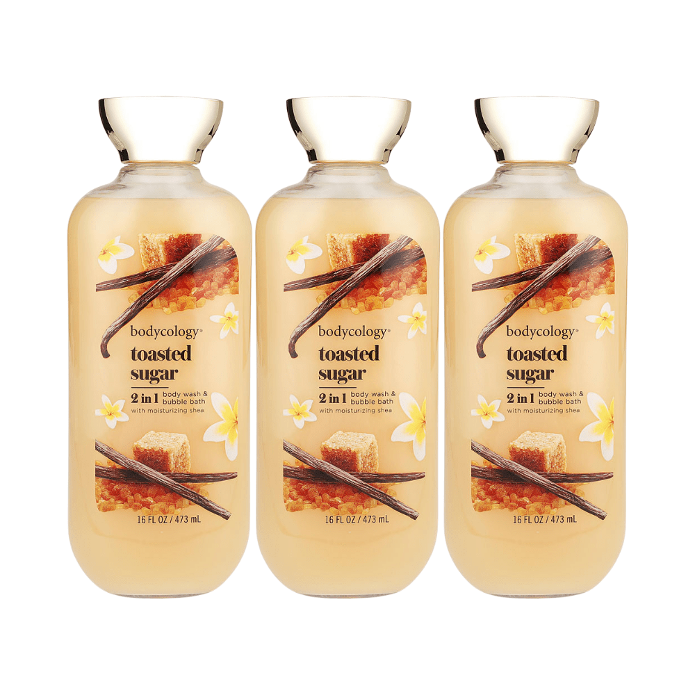 Toasted Sugar by Bodycology, 3 Pack 16oz 2 in 1 Body Wash & Bubble Bath women - Unik Glow