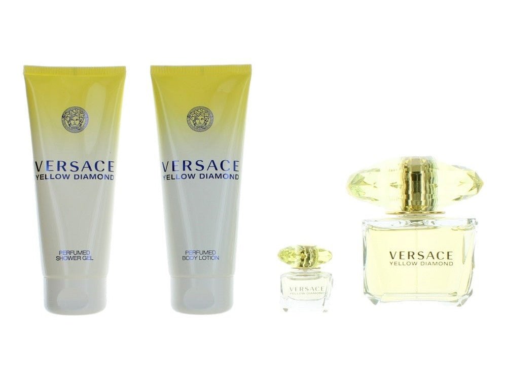 Versace Yellow Diamond by Versace, 4 Piece Gift Set for Women - UnikGlow