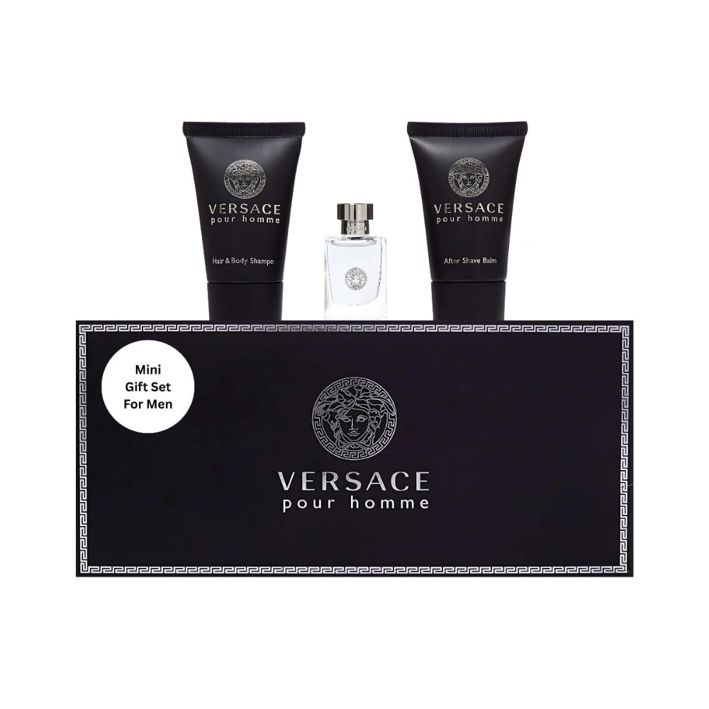 Versace Pour Homme by Versace, 3 Piece Mini Gift Set for Men - Unik Glow