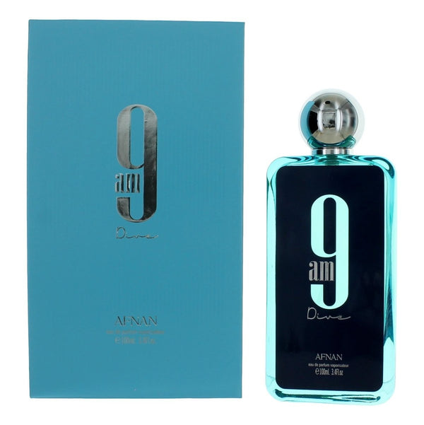 9AM Dive by Afnan, 3.4 oz EDP Spray for Unisex - Unik Glow