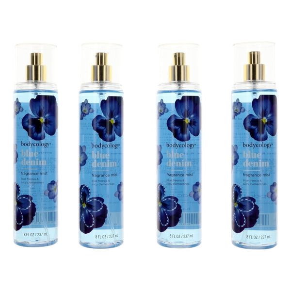 Blue Denim by Bodycology, 4 Pack 8 oz Fragrance Mist for Women - Unik Glow