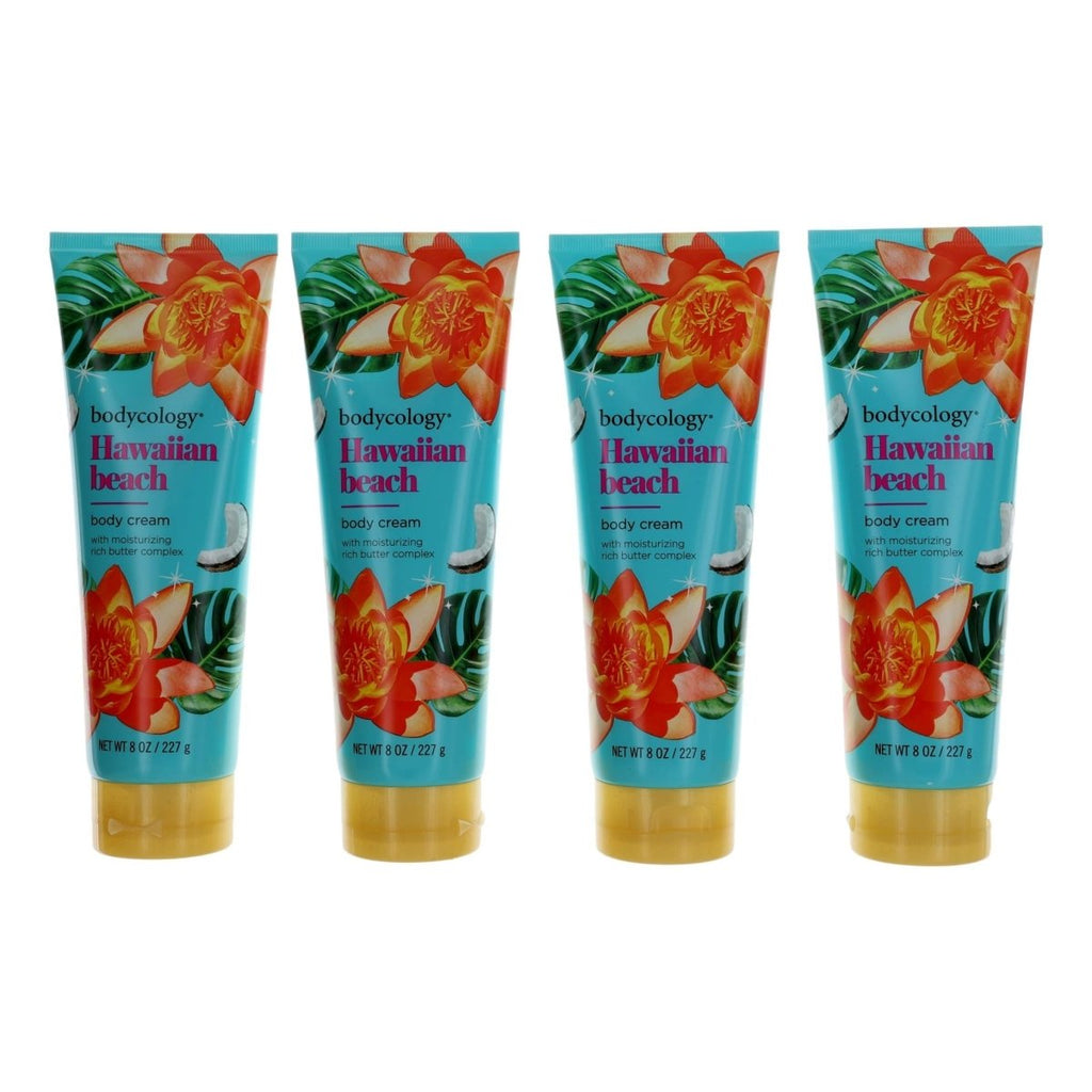 Hawaiian Beach by Bodycology,4 Pack 8oz Moisturizing Body Cream women - Unik Glow