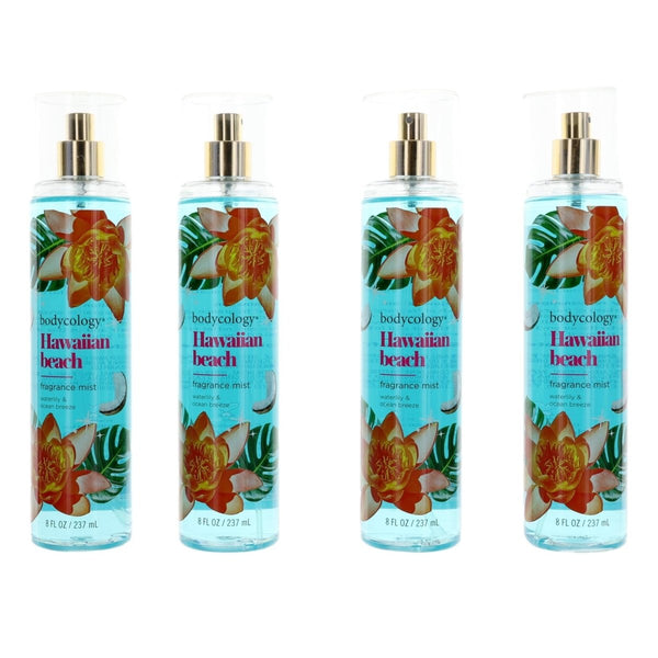 Hawaiian Beach by Bodycology, 4 Pack 8 oz Fragrance Mist for Women - Unik Glow