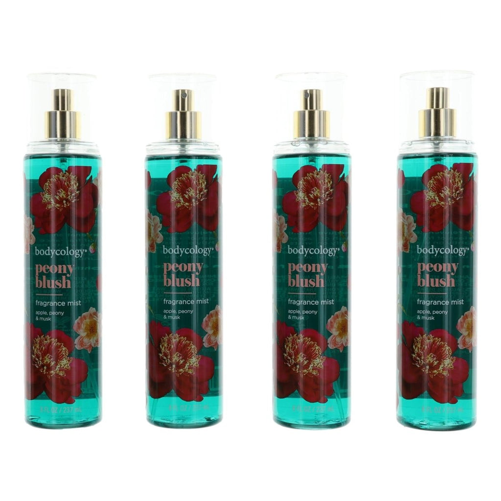 Peony Blush by Bodycology, 4 Pack 8 oz Fragrance Mist for Women - Unik Glow