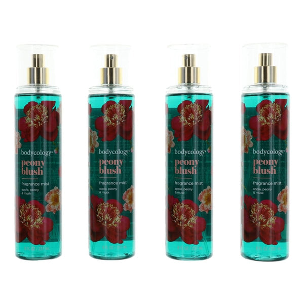 Peony Blush by Bodycology, 4 Pack 8 oz Fragrance Mist for Women - Unik Glow