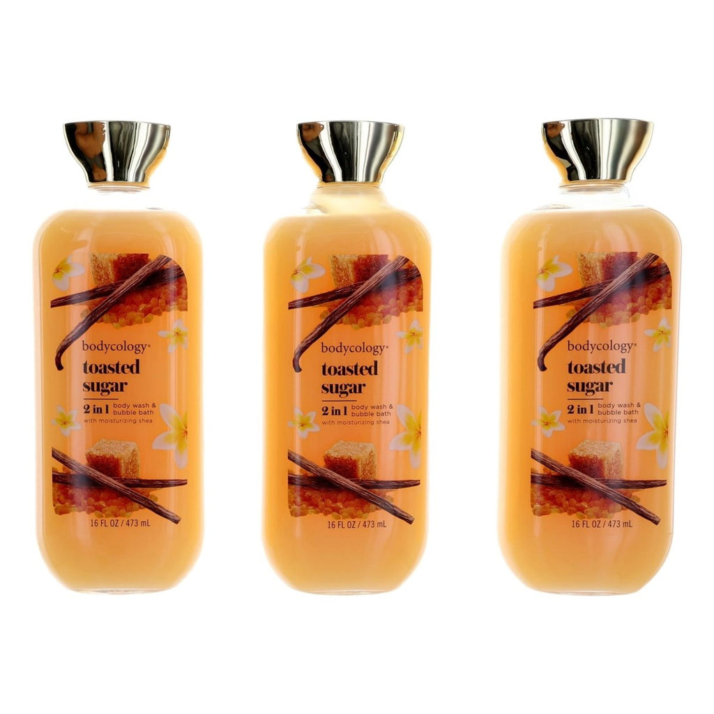 Toasted Sugar by Bodycology, 3 Pack 16oz 2 in 1 Body Wash & Bubble Bath women - Unik Glow