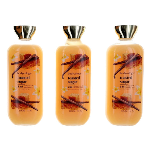 Toasted Sugar by Bodycology, 3 Pack 16oz 2 in 1 Body Wash & Bubble Bath women - Unik Glow