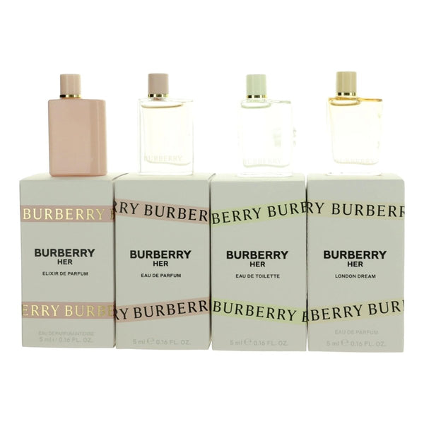 Burberry Her by Burberry, 4 Piece Variety Mini Gift Set women with Elixir - Unik Glow