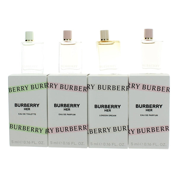 Burberry Her by Burberry, 4 Piece Variety Mini Gift Set for Women - Unik Glow