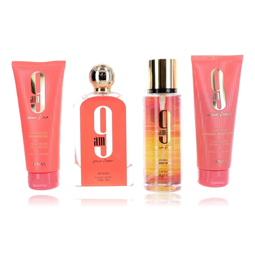 9AM Pour Femme by Afnan, 4 Piece Gift Set for Women - Unik Glow